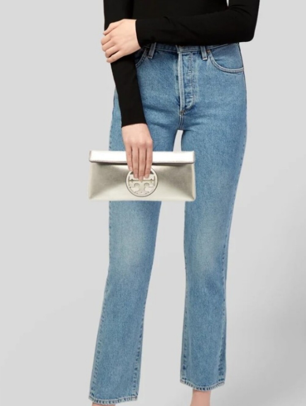 Tory Burch- Miller Metallic Clutch & Dust Bag